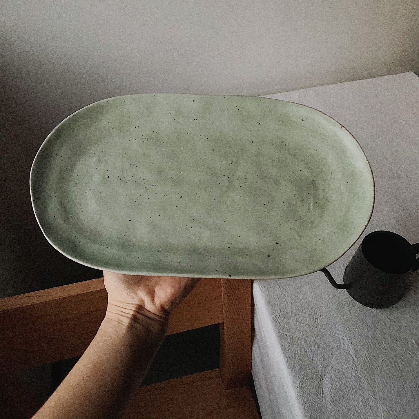 Eco-Friendly Oval Ceramic Soap Dish - Light Green