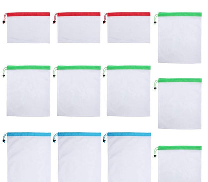 Eco-Friendly Reusable Produce Bags with Colorful Drawstrings