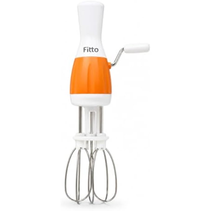 96 Pieces Manual Hand Blenders with Easy Crank Handle (Dual Stainless Steel Beaters – Power-Free Egg Mixer and Kitchen Whisk – Orange and White)