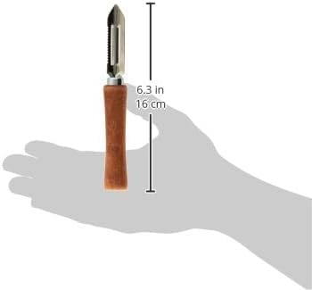 Vegetable Peeler Woody - Stainless Steel, Super-Sharp Blade with Serrated Edge for Right and Left-Handed Use - Ideal for Decorating Root Vegetables - Length: 15 cm