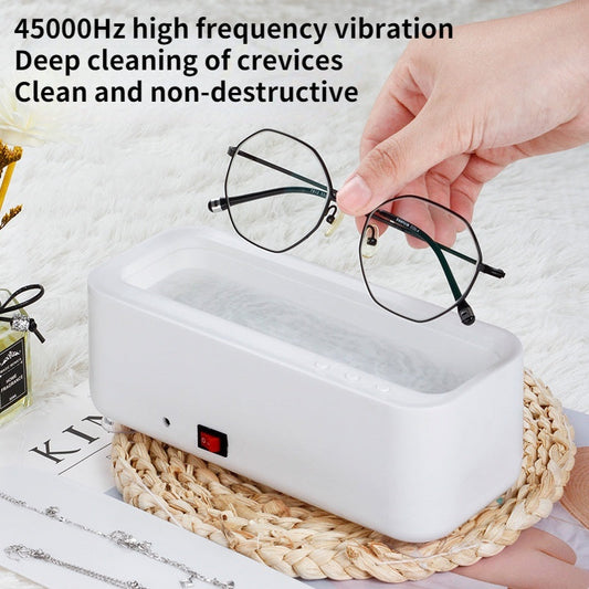 Ultrasonic Eyeglasses Cleaner in White, Rectangular Shape
