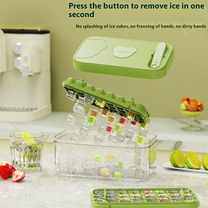 Eco-Friendly Ice Cube Tray and Storage Box Set - Green Lid, Reusable, Sustainable