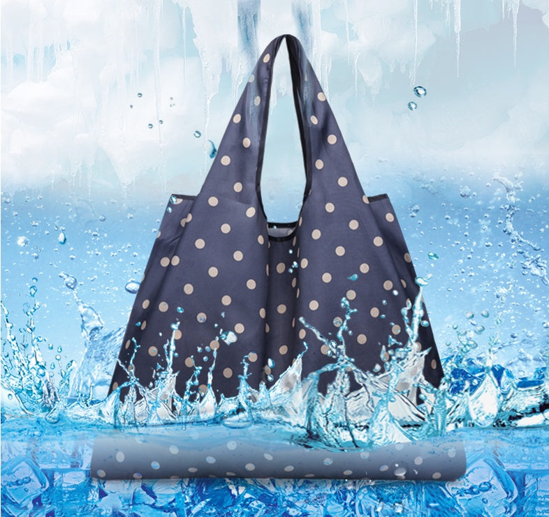 Eco-Friendly Reusable Shopping Bags - Blue Polka Dots & Cat Pattern