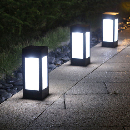 Solar-Powered Outdoor Pathway Lights - Eco-Friendly Square Lantern Design