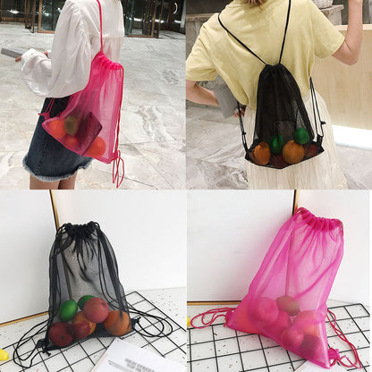 Eco-Friendly Reusable Produce Bag - Black Mesh, Medium Size