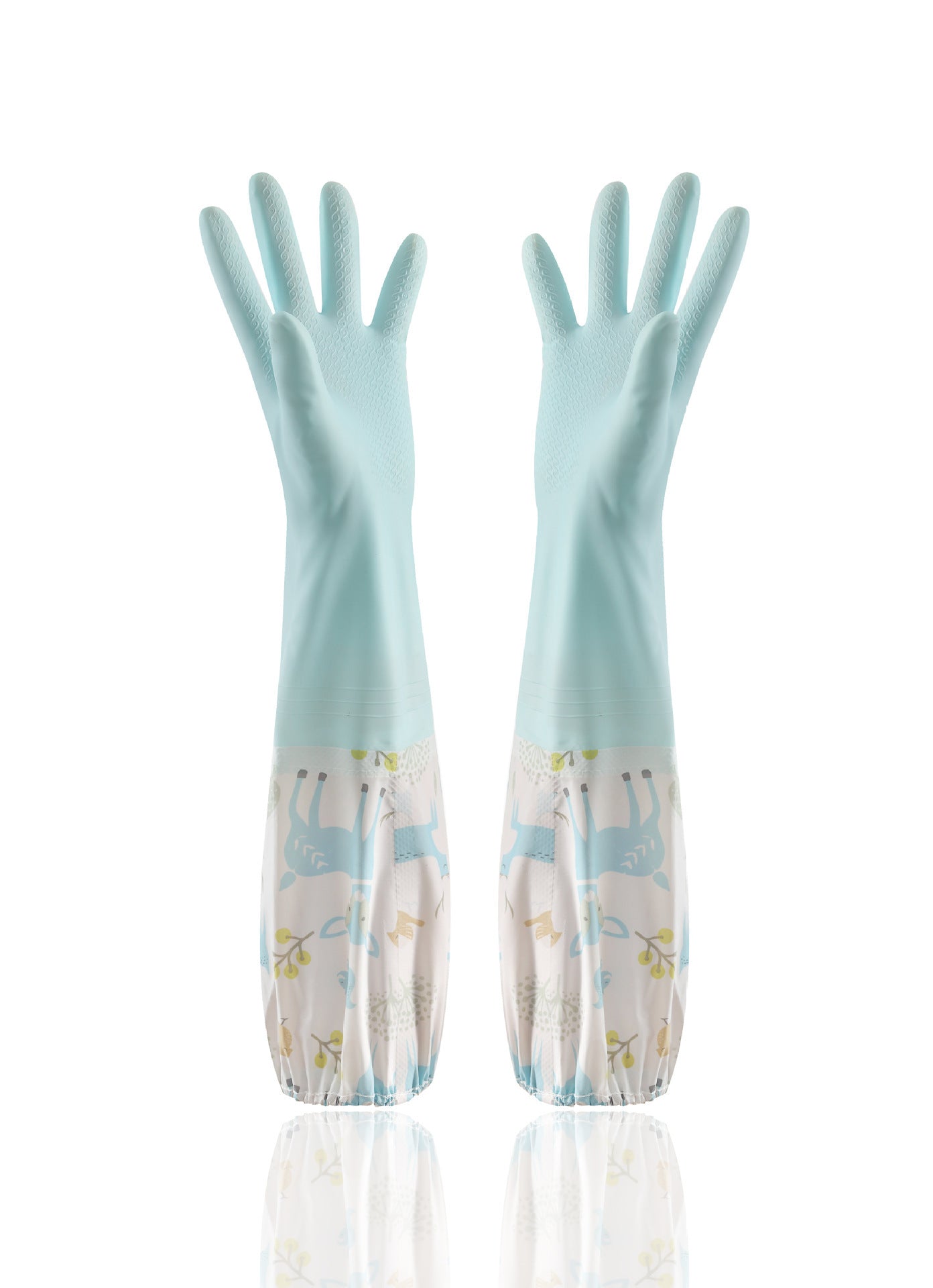 Eco-Friendly Reusable Dishwashing Gloves - Light Green, Durable, Biodegradable