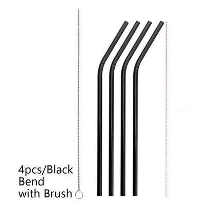 Eco-Friendly Reusable Metal Straws - Assorted Colors, Stainless Steel