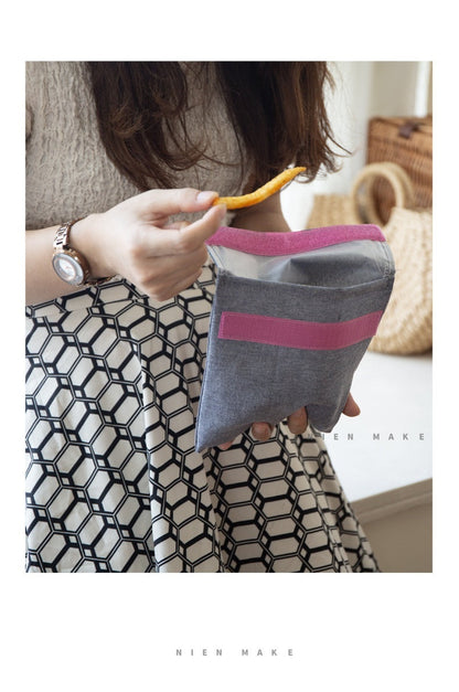 Eco-Friendly Reusable Food Storage Bag - Gray Rectangular Snack Bag