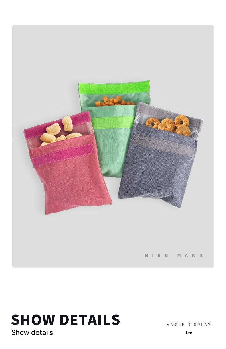 Eco-Friendly Reusable Food Storage Bag - Gray Rectangular Snack Bag