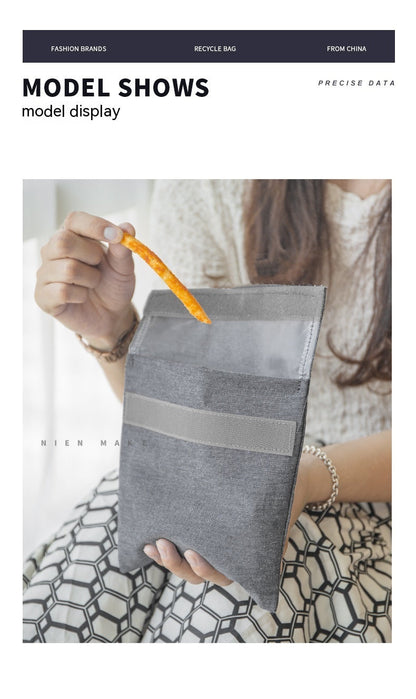 Eco-Friendly Reusable Food Storage Bag - Gray Rectangular Snack Bag