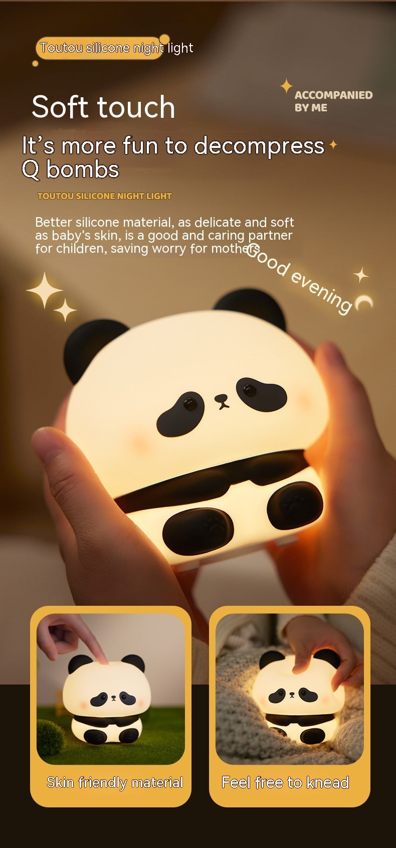 Eco-Friendly Panda Night Light - Portable LED for Kids