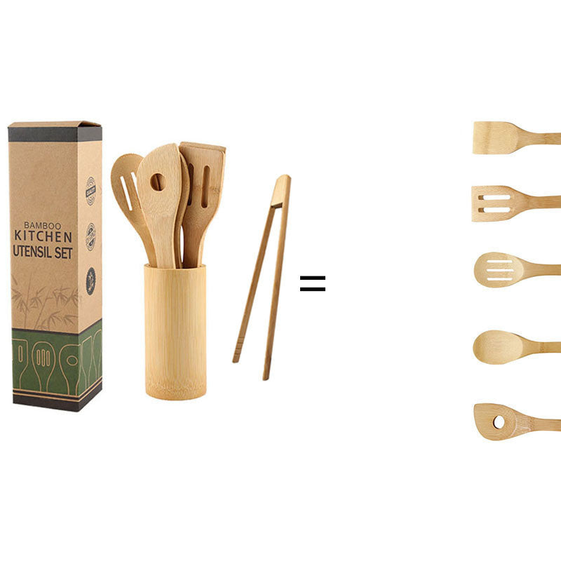 Eco-Friendly Bamboo Kitchen Utensil Set with Holder