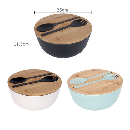 Eco-Friendly Bamboo Bowl Set with Lid and Utensils