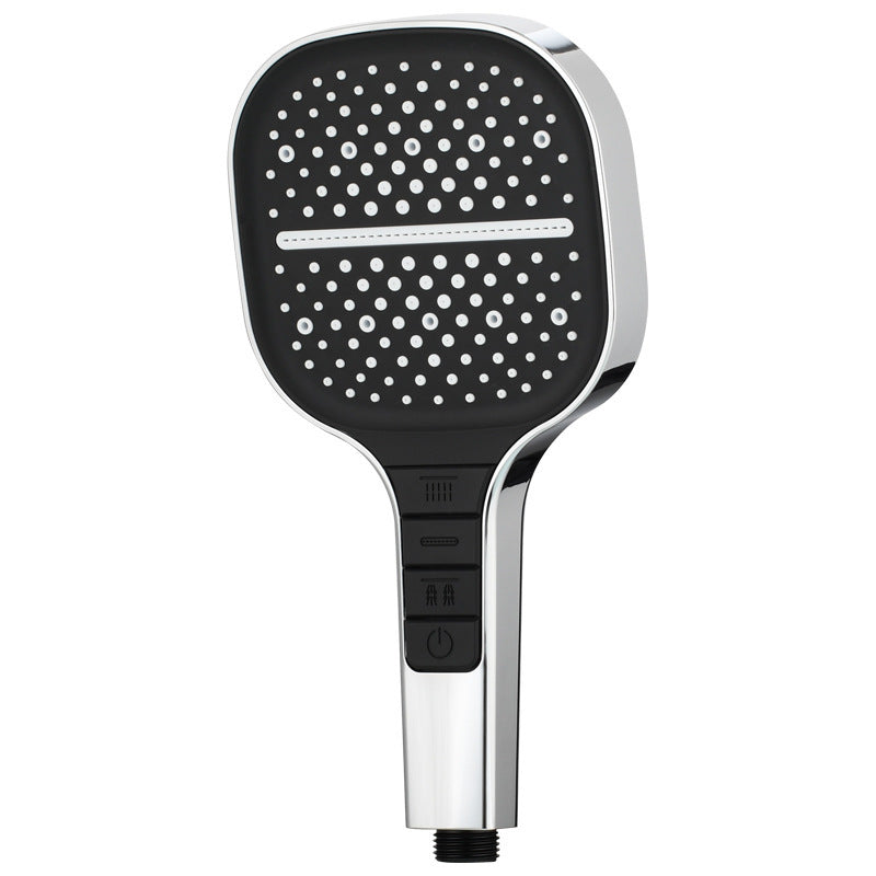 Eco-Friendly Water-Saving Showerhead - Black & Silver Square Design