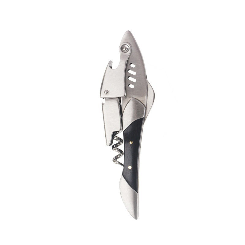 Eco-Friendly Fish-Shaped Corkscrew and Bottle Opener with Wooden Handle
