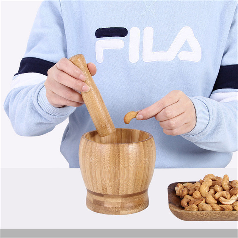 Eco-Friendly Bamboo Mortar and Pestle Set for Sustainable Living