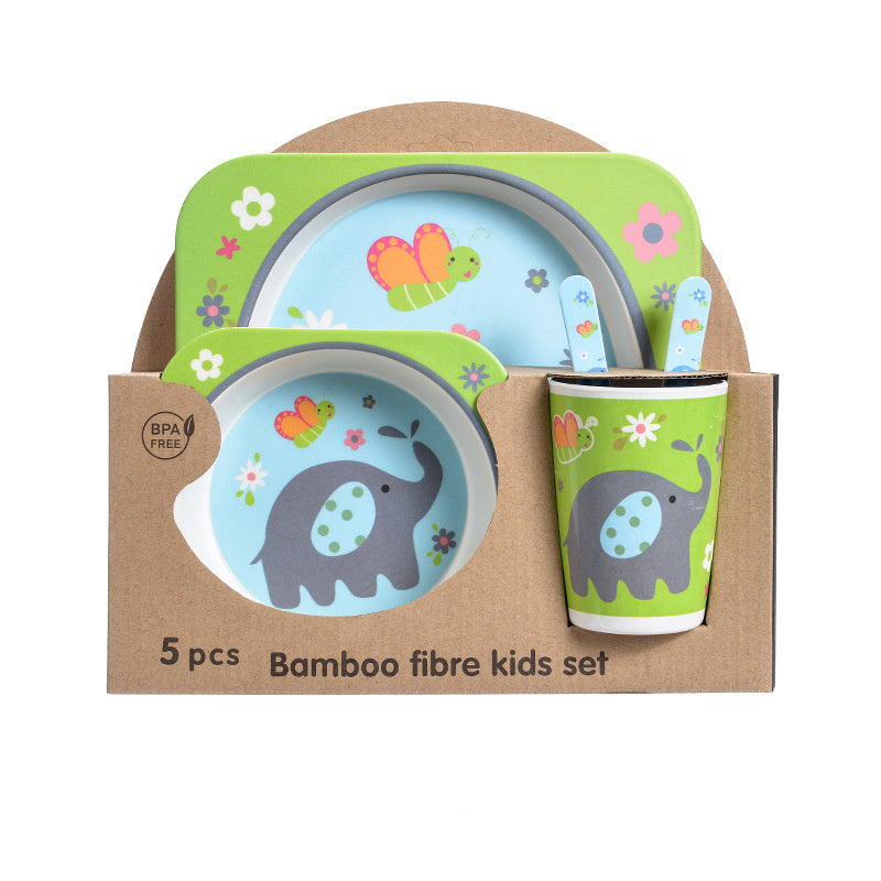 Bamboo Fibre Kids Dinnerware Set - Eco-Friendly Crocodile Design