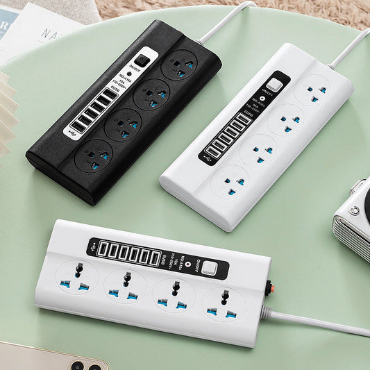 Smart Power Strip with USB Ports in Black and White