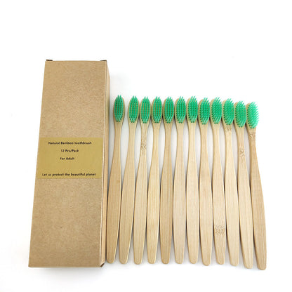 Eco-Friendly Bamboo Toothbrush 12-Pack with Biodegradable Handle