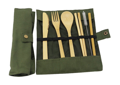 Eco-Friendly Bamboo Reusable Cutlery Set with Portable Pouch