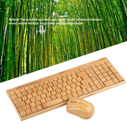Eco-Friendly Bamboo Wireless Keyboard and Mouse Set