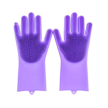 Eco-Friendly Silicone Cleaning Gloves with Scrubbing Bristles