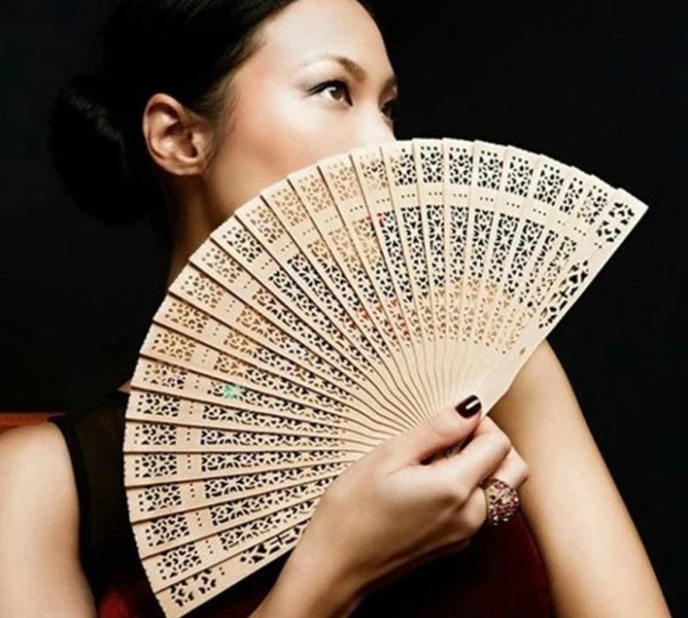 Eco-Friendly Natural Wood Folding Fan - Sustainable Cooling Solution
