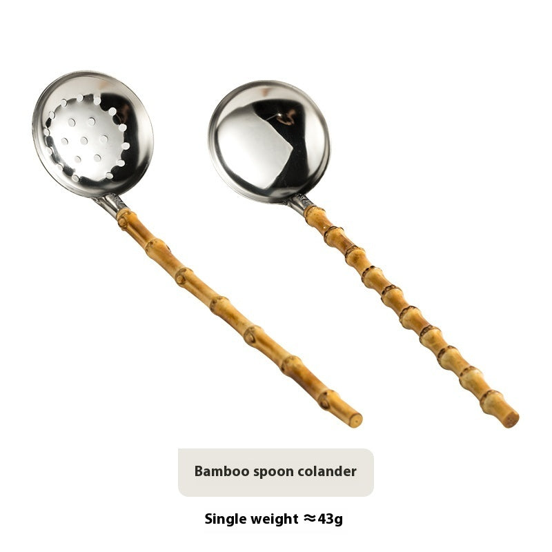 Eco-Friendly Stainless Steel & Bamboo Ladles - Sustainable Kitchen Utensils