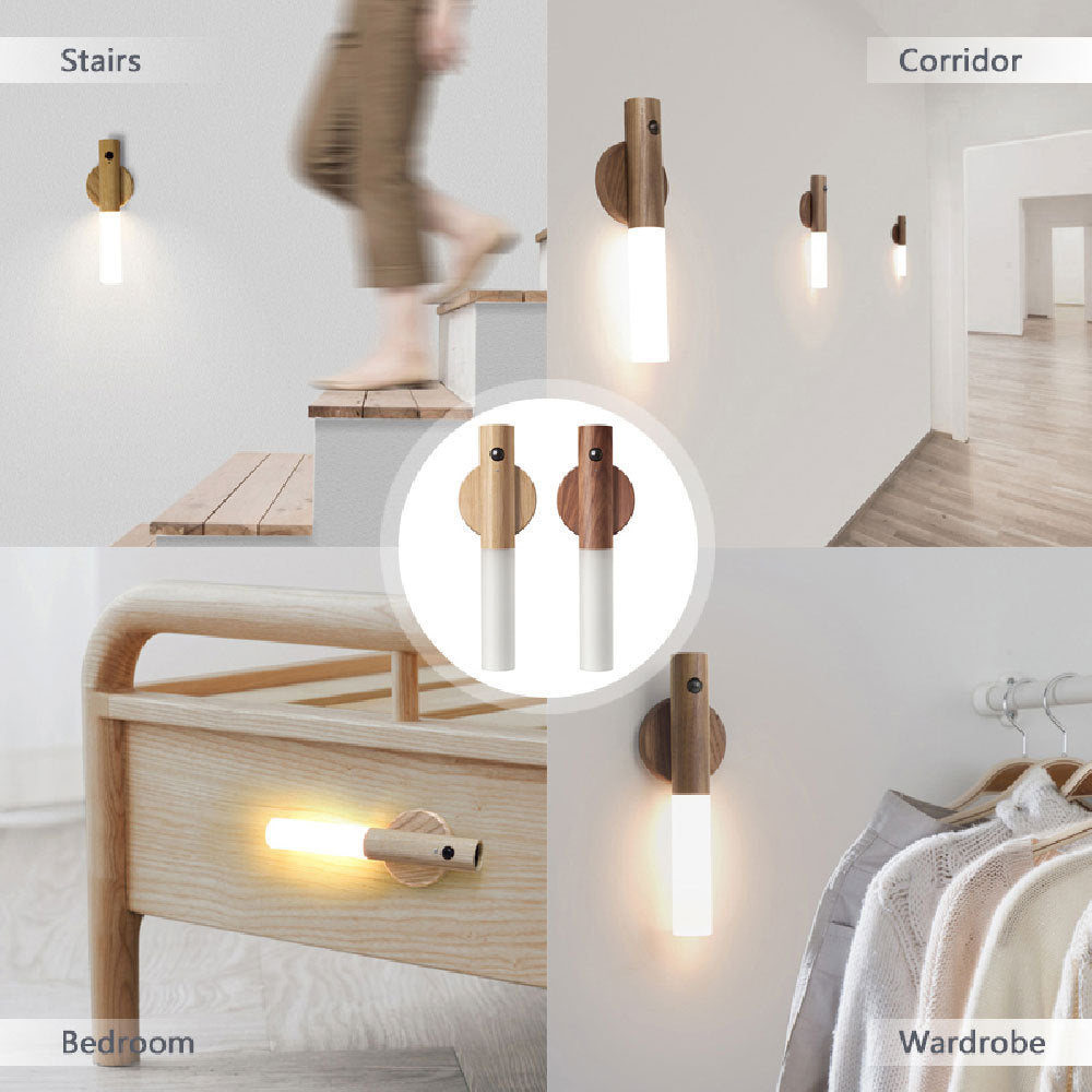 Eco-Friendly Wall-Mounted Night Light with Wood Finish