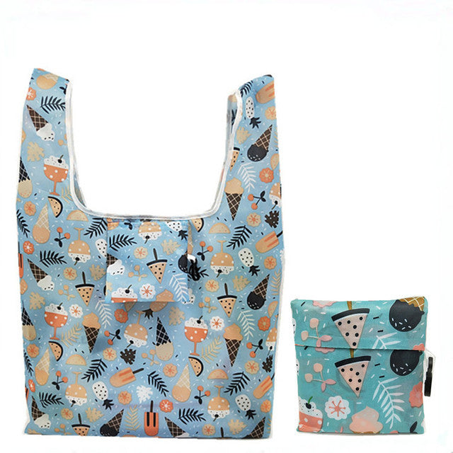 Eco-Friendly Reusable Shopping Bag - Multicolored Floral Pattern