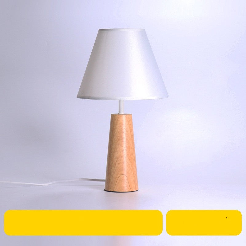 Eco-Friendly White Table Lamp with Natural Wood Base
