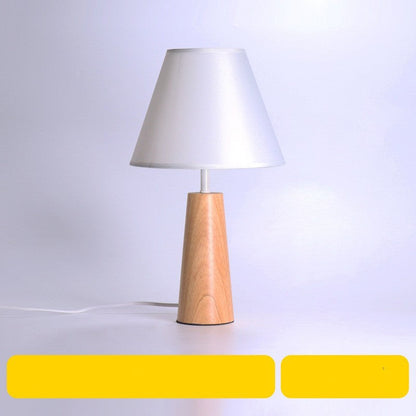 Eco-Friendly White Table Lamp with Natural Wood Base