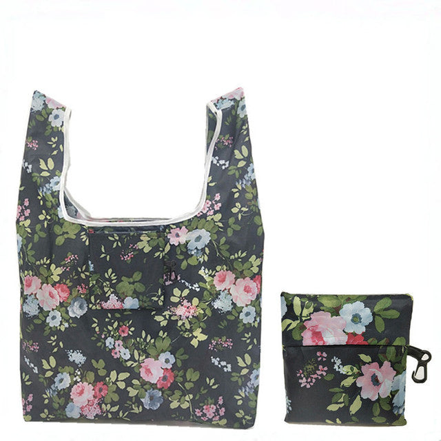 Eco-Friendly Reusable Shopping Bag - Multicolored Floral Pattern