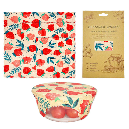Multicolored Strawberry Beeswax Wraps for Eco-Friendly Food Storage