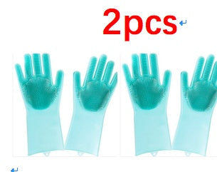 Eco-Friendly Silicone Cleaning Gloves with Scrubbing Bristles