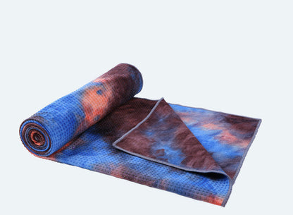 Eco-Friendly Yoga Towel - Blue & Green Tie-Dye, Quick-Drying, Reusable