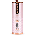 60 Pieces Cordless Automatic Hair Curlers with LCD Display (One-Touch Curling Chamber and Rechargeable Portable Design – Pink and Rose Gold)