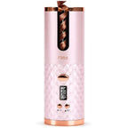 60 Pieces Cordless Automatic Hair Curlers with LCD Display (One-Touch Curling Chamber and Rechargeable Portable Design – Pink and Rose Gold)