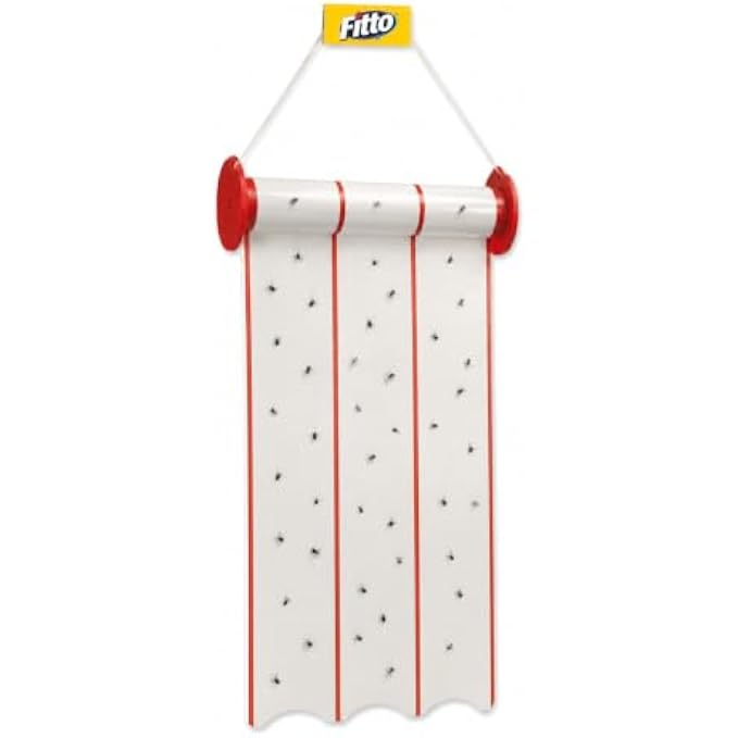 96 Pieces Hanging Flying Insect Glue Trap Rolls (Indoor Adhesive Fly Catcher with String for Home – Kitchen and Office – White and Red)