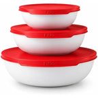 96 Pieces 3 Piece Vacuum Sealed Food Storage Container Sets (Stackable BPA-Free Bowls with Red Lids for Kitchen Storage)