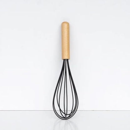Silicone Egg Beater Hand Whisk Mixer – Nylon Head, BPA-Free, Non-Stick Kitchen Whisk with Wooden Handle – Durable, Heat-Resistant, Easy-to-Clean Whisk for Baking, Cooking, and Blending