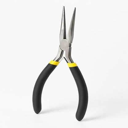 4.5-inch Needle Nose Mini Pliers - Black, Precision Long Nose Pliers for Electronics, Jewelry, Crafts, DIY
