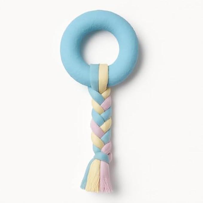 120 Pieces Dog Rope Toys with Ring Blue (7x6.7cm - Chew & Tug Toy for Small to Medium Dogs Puppy Dental Cleaning Interactive Play)