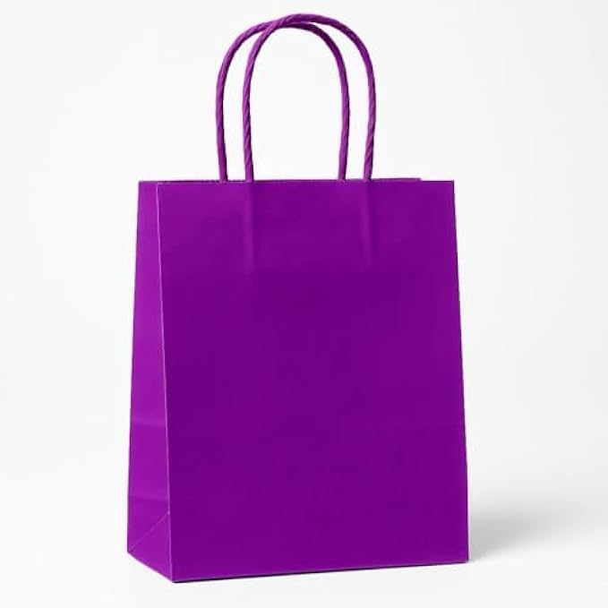 Medium Purple Paper Bags - Purple Paper Bags for Party, Shopping, Treats, Crafts, Eco-Friendly Medium Paper Bags