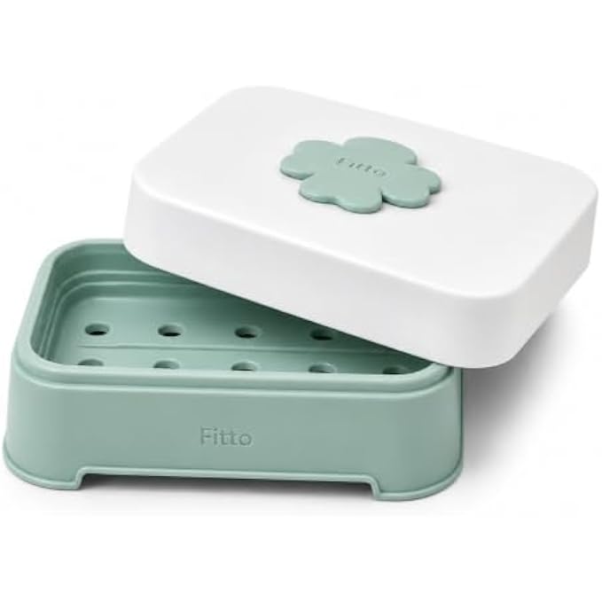 144 Pieces Soap Boxes with Drainage Design (Portable Soap Holder Case with Lid – Easy Clean Bathroom Soap Dish for Travel – Gym – Camping and Daily Use – White and Sage Green)