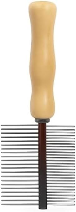 Wooden Handle Pet Comb 17 x 5 cm - Dog & Cat Grooming Comb for Tangles, Flea & Lice Removal