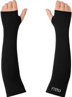 120 Pieces Ice Silk Cooling Arm Sleeves with Thumb Hole - Black