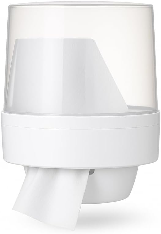 Tissue Dispenser White for Home and Office, Wall Mounted or Countertop Use