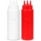 240 Pieces 2 Piece Squeeze Bottle Sets (16 oz Red and White Condiment Bottles with 3-Nozzle Top – Food-Grade BPA-Free Plastic Sauce Dispenser Bottles for Ketchup – Mustard – Sauces and Kitchen Use)