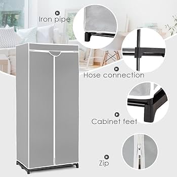 72 Pieces Wardrobe Storage Organizers (Breathable Nonwoven Fabric Closet with Zip Closure – Sturdy Metal Frame – Space-Saving Design for Dust-Free Textile Storage – Blue – 75 x 150 x 50 cm)